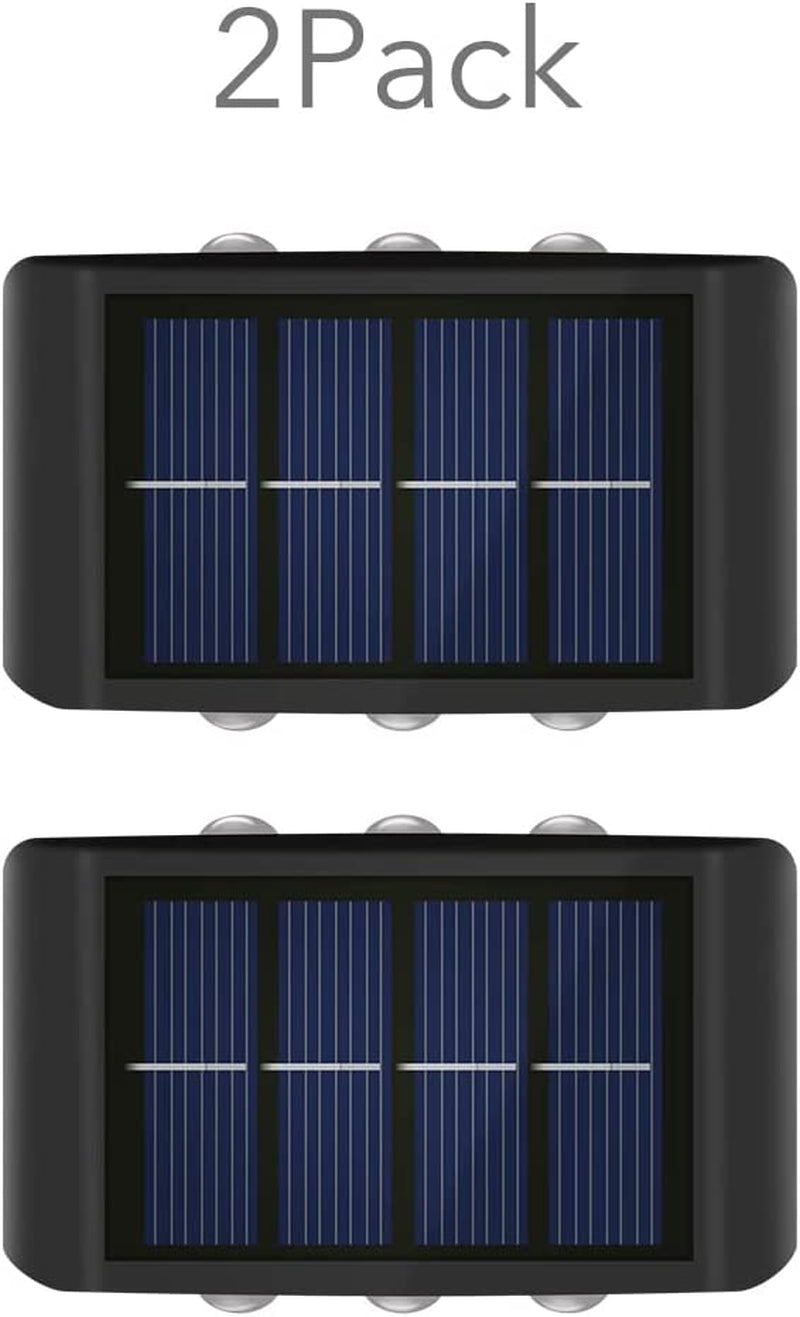 Solar Fence Lights Outdoor Solar Powered Wall Waterproof Lighting for House Deck Step Patio Landscape (2 Pack)