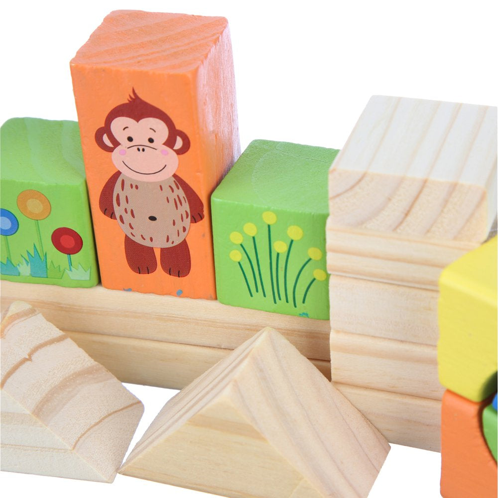 Spark. Create. Imagine. Wooden Animal Blocks with Shape Sorting Lid, 150 Pieces