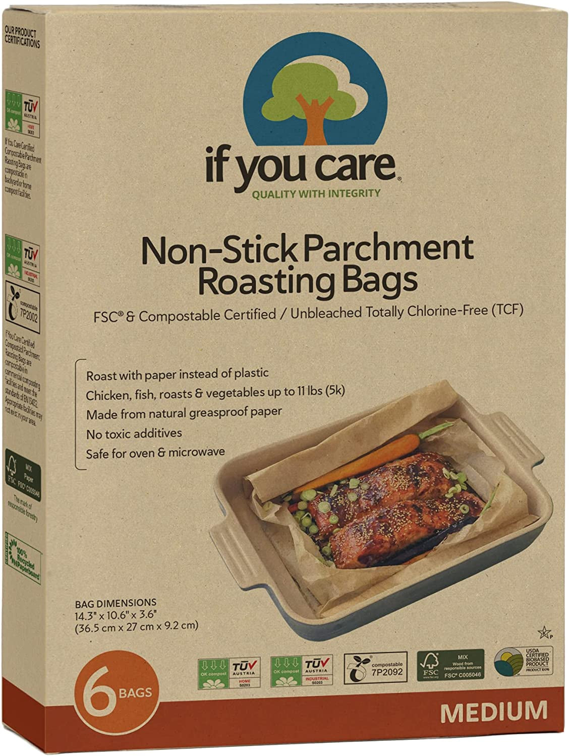 If You Care Parchment Roasting Paper Bags – Pack of 2 - Unbleached, Chlorine Free, Nonstick, Compostable, Silicone Coated