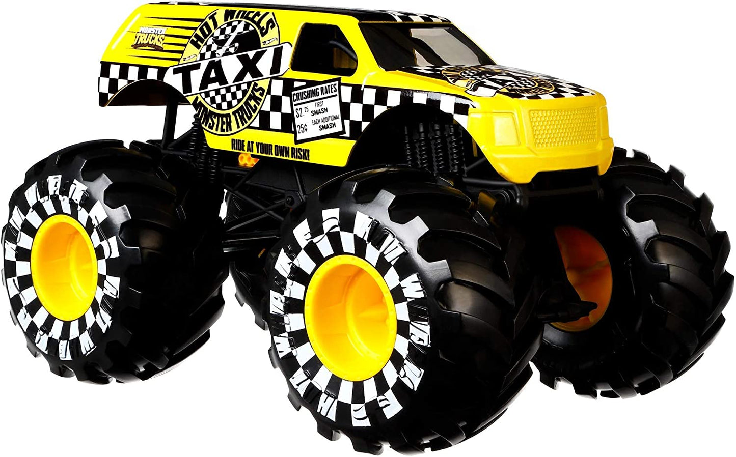 Hot Wheels Monster Truck 1:24 Scale Taxi Vehicle with Giant Wheels for Kids Age 3 to 8 Years Old Great Gift Toy Trucks Large Scales