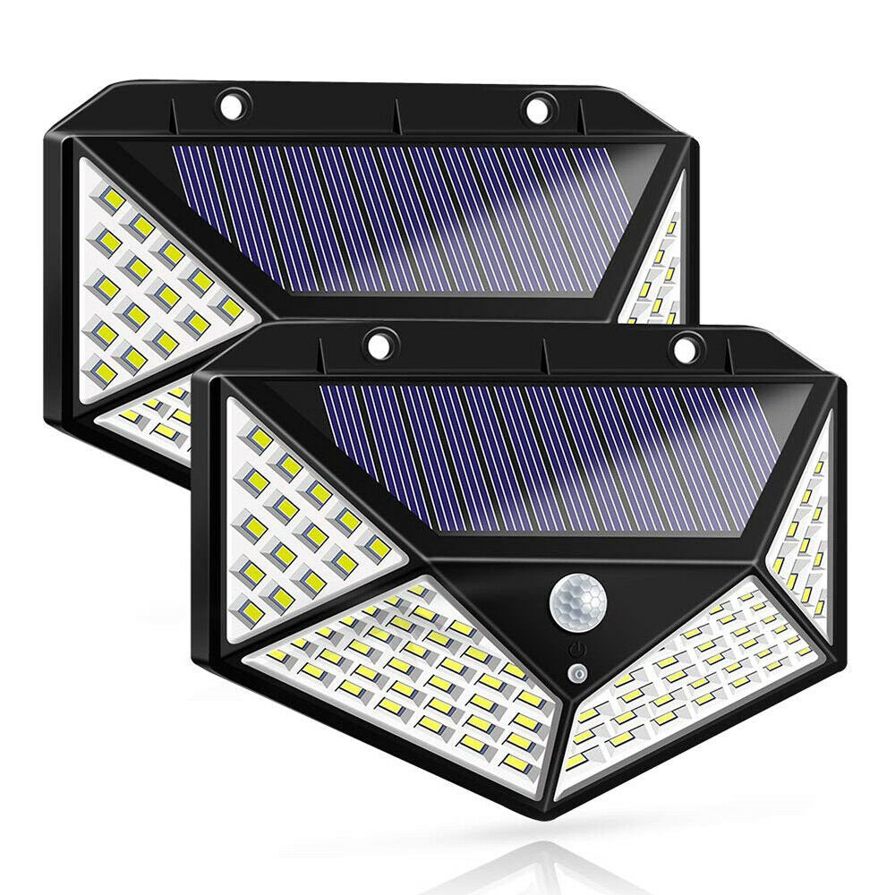 2 Pack 100 LED Solar Power Motion Sensor Outdoor Garden Lamp