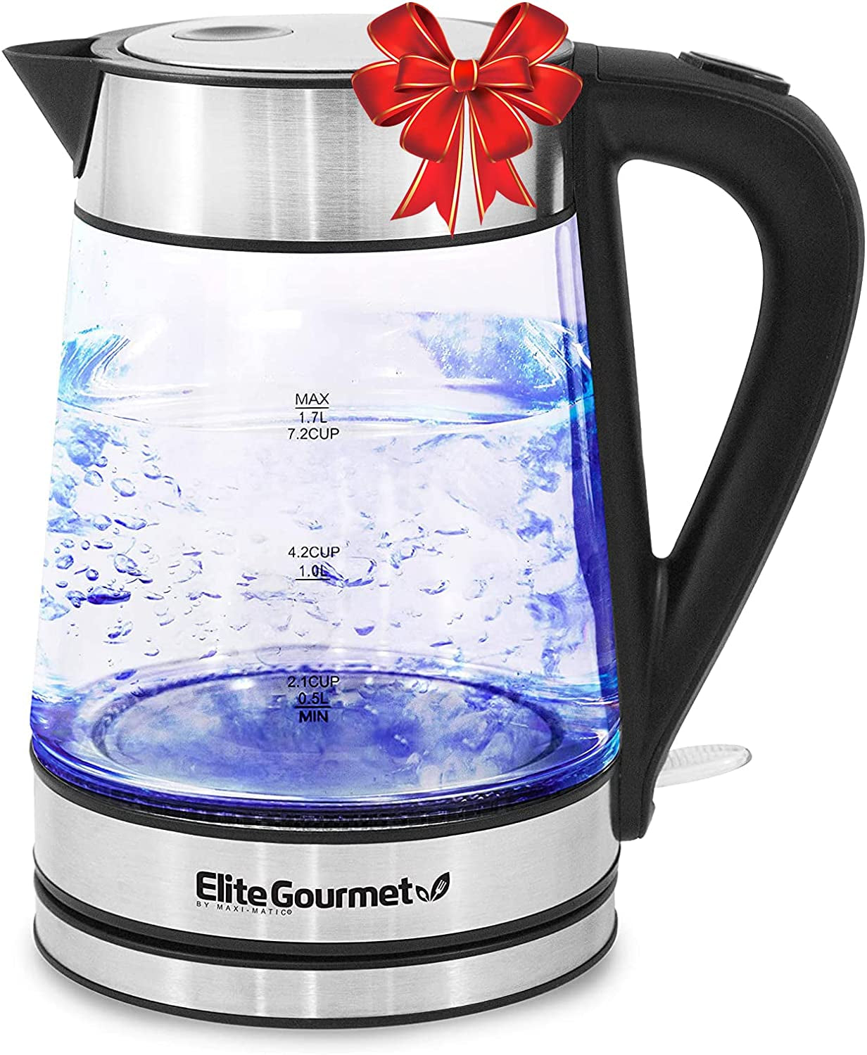 Electric 1.0L Bpa-Free Glass Kettle Cordless 360° Base, Stylish Blue LED Interior, Handy Auto Shut-Off Function – Quickly Boil Water for Tea & More