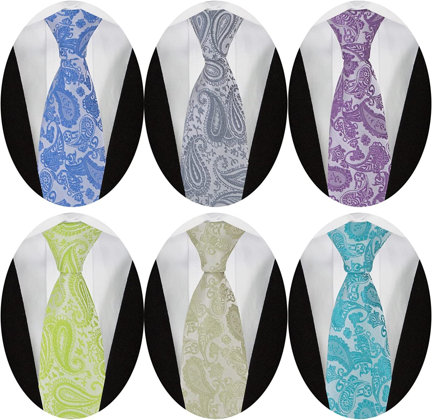 6 Pcs Men's Necktie Classic Silk Tie Woven Jacquard Neck Ties