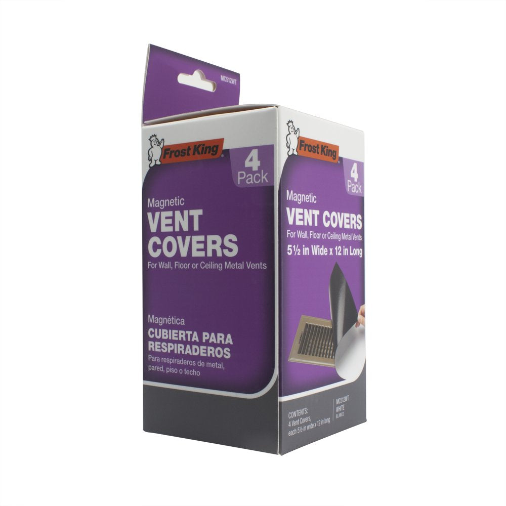 Magnetic Vent Covers for Wall, Floor or Ceiling, 5.5" Wide X 12" Long, White, Pack of 4