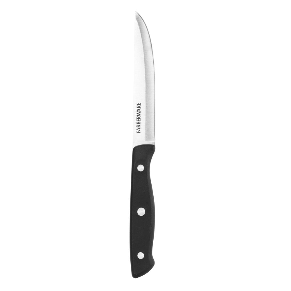 Farberware Classic Set of 4 4.5-Inch Full Tang Triple Riveted Steak Knife with Black Handle