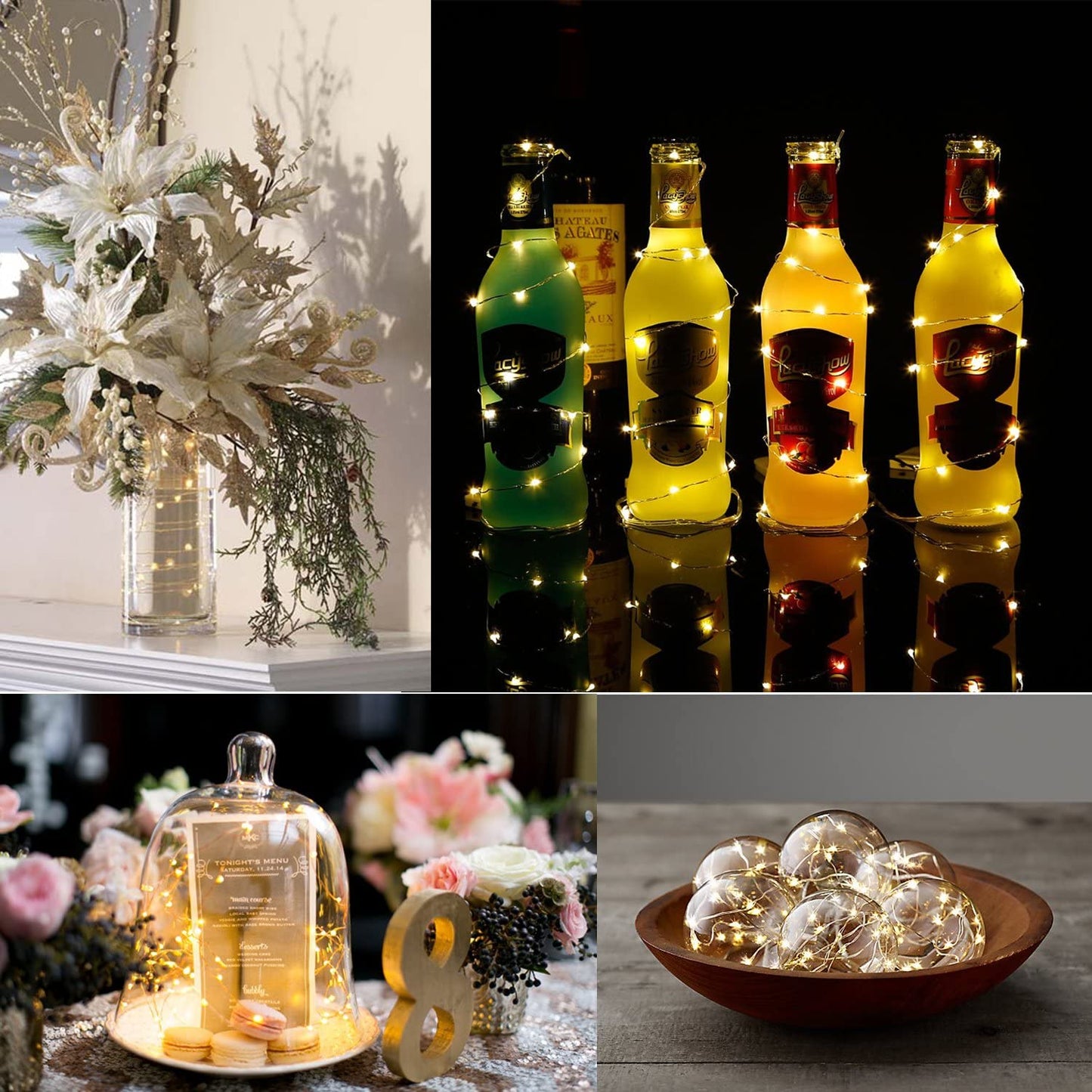 6 Pack Starry String Lights Waterproof Fairy String Lights 20 Micro Starry Leds on Silvery Copper Wire CR2032 Batteries Included for Wedding Centerpiece Party Christmas Table Decor Warm White