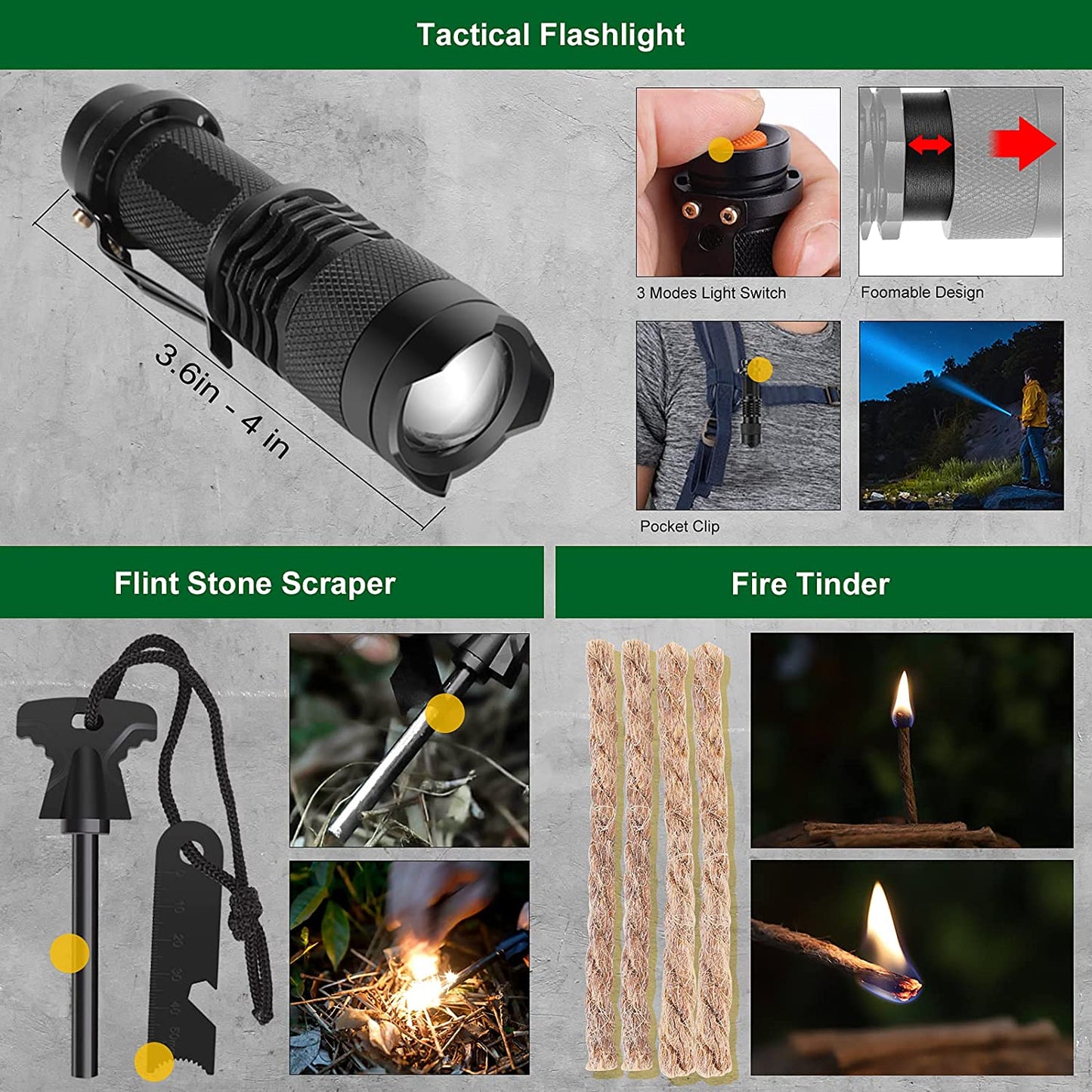 Survival Kits 27 in 1 Camping Accessories Tactical Gear Fishing Equipment for Camping Hiking Hunting Outdoor Adventure, Christmas Thanksgiving Day Birthday Gifts Idea