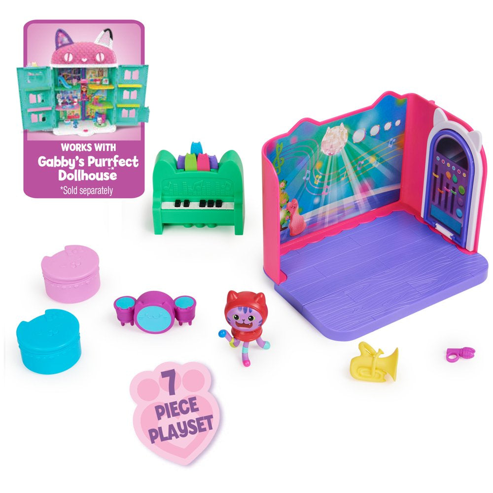 Gabby’S Dollhouse, Groovy Music Room Playset with Daniel James Catnip Figure