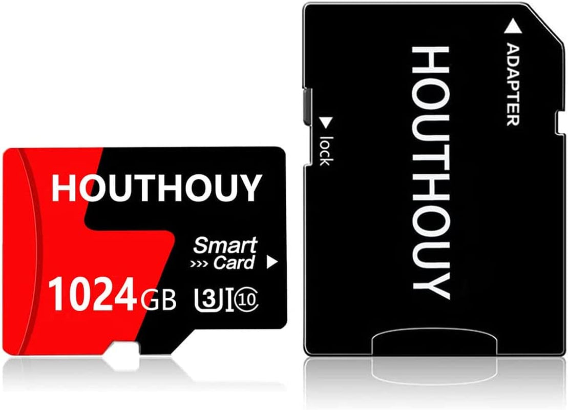 Micro SD Card 1TB Memory Card 1024GB Class 10 High Speed TF Card with Adapter for Pc,Android Phones,Tablet,Bluetooth Speaker,Dash Camera (Red)