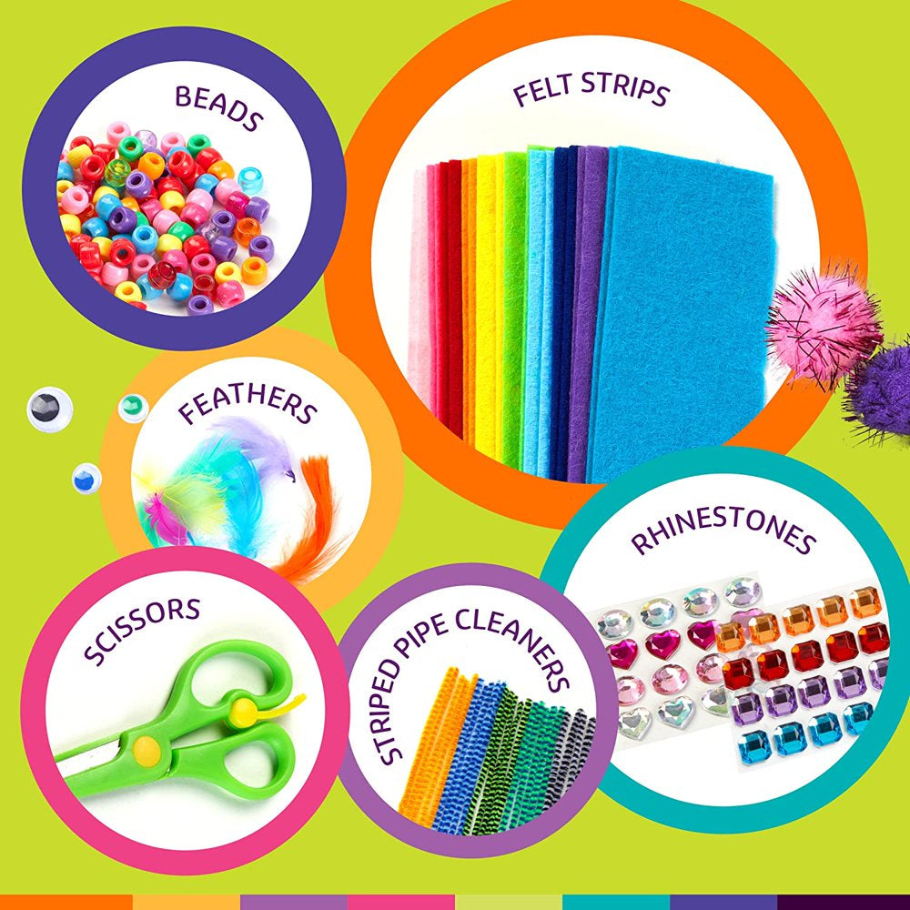 Arts & Crafts Supplies Kit with Storage Bin - Crafting Materials Box Kits for School or Gift Ages 3 to 8