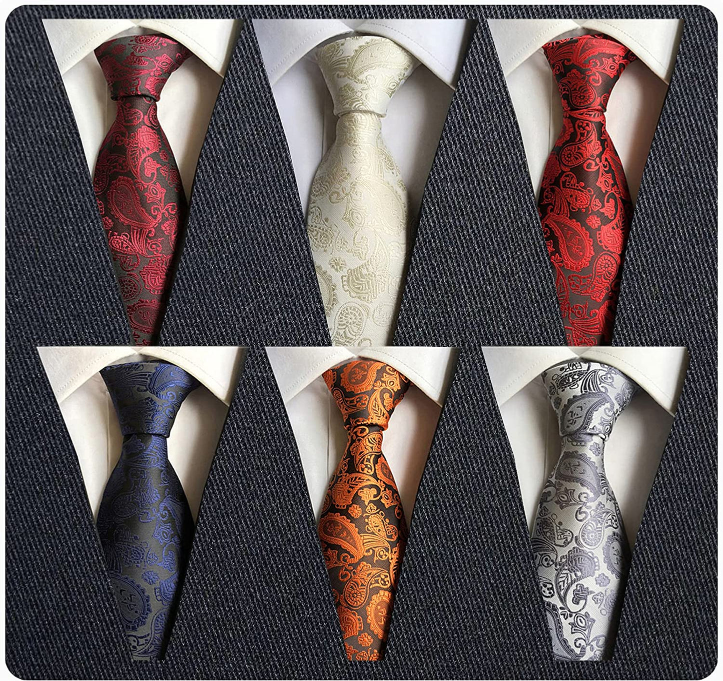 6 Pcs Men's Necktie Classic Silk Tie Woven Jacquard Neck Ties