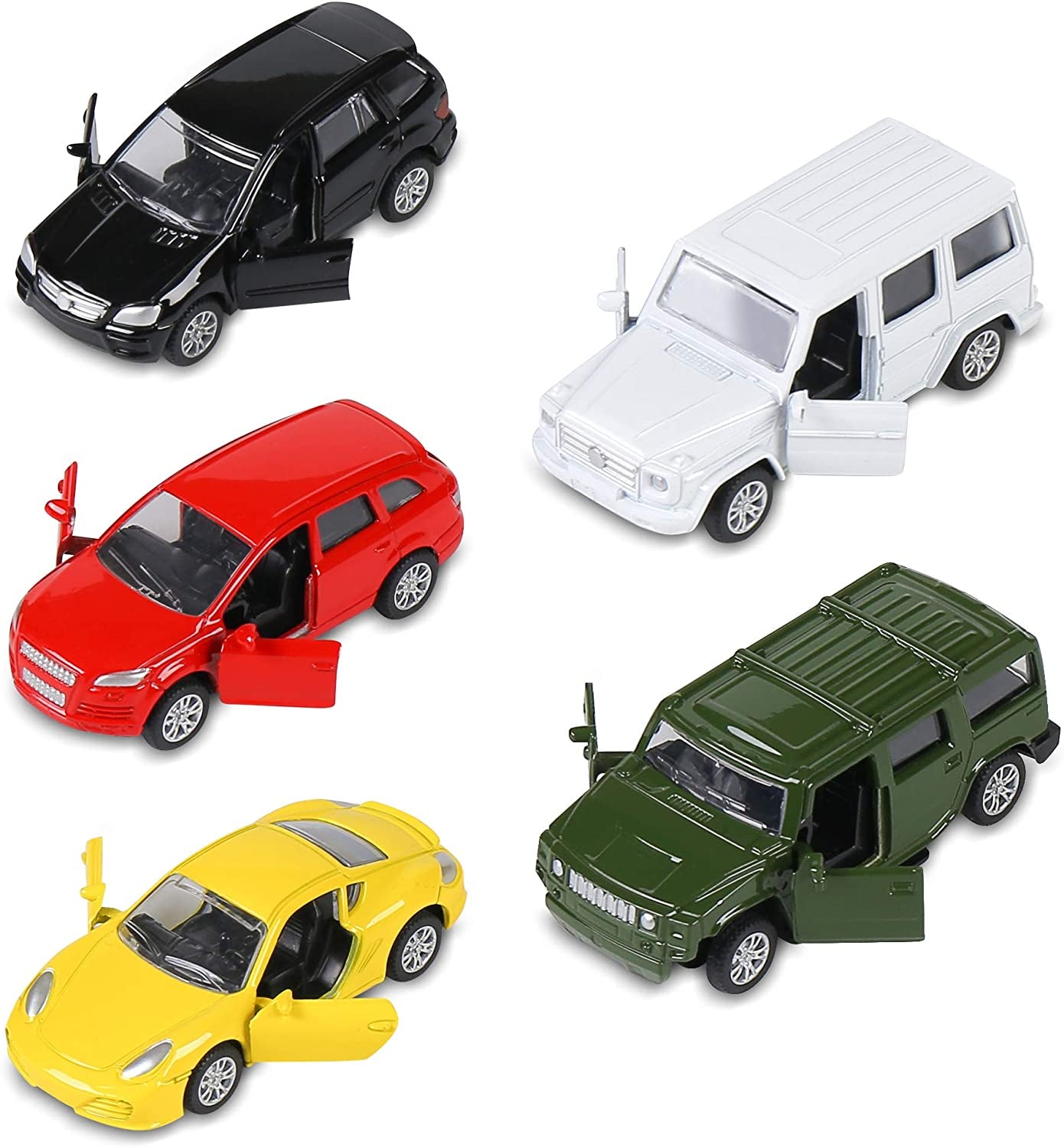 Diecast Toy Trucks 4 Pack Pull Back Toy Cars Openable Doors Off-Road Car Toys Birthday Gift for Boys and Toddlers (Original)