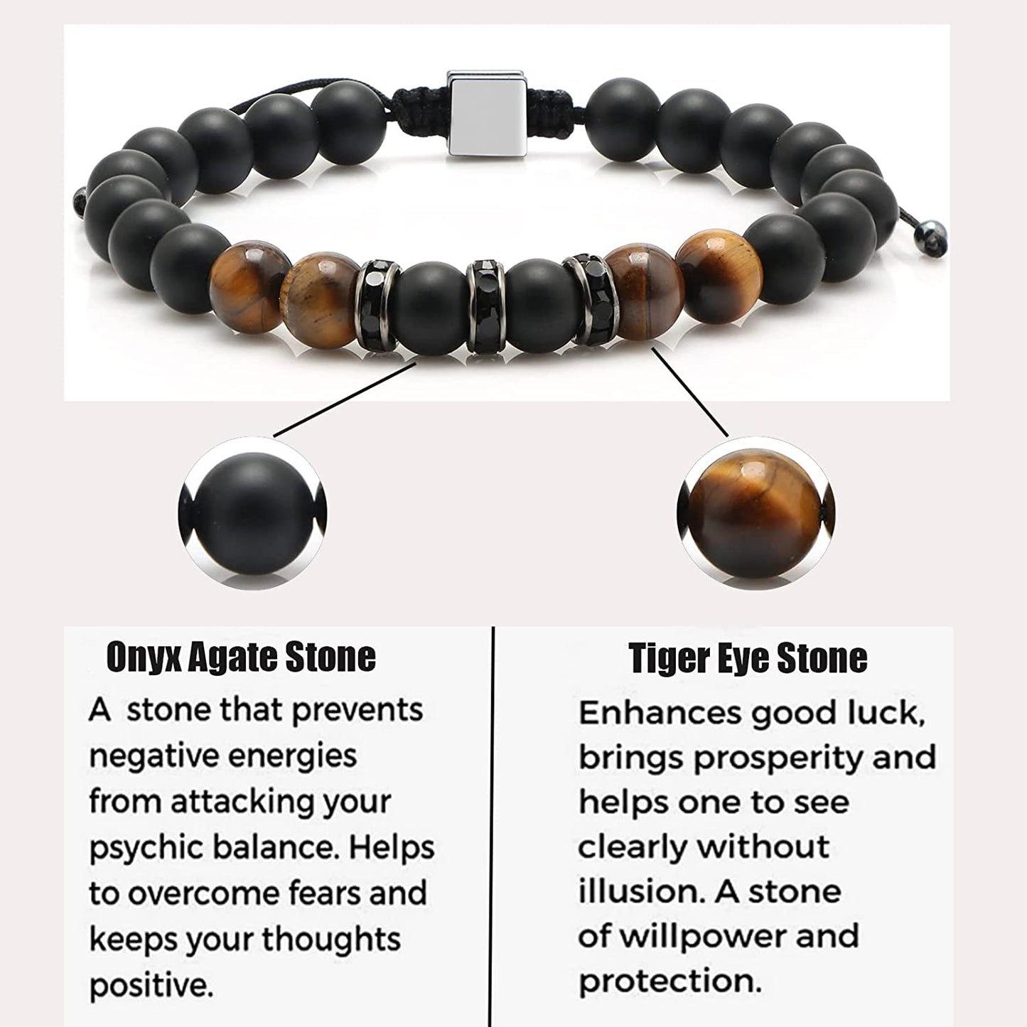Tiger Eye Beaded Bracelets for Men To My Boyfriend Husband Son Brother Grandson Mens Bracelet Anniversary Birthday Christmas Father's day Gifts for Him