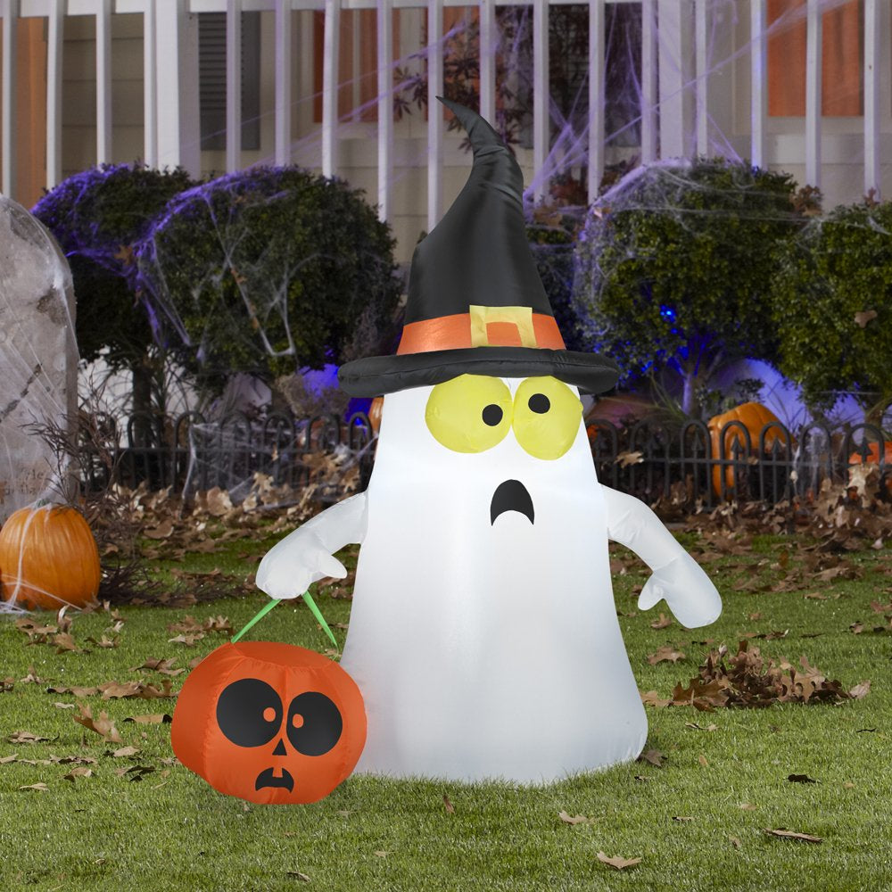 Airblown Inflatables 3.5FT Tall Halloween Inflatable Cute Ghost with Witch Hat