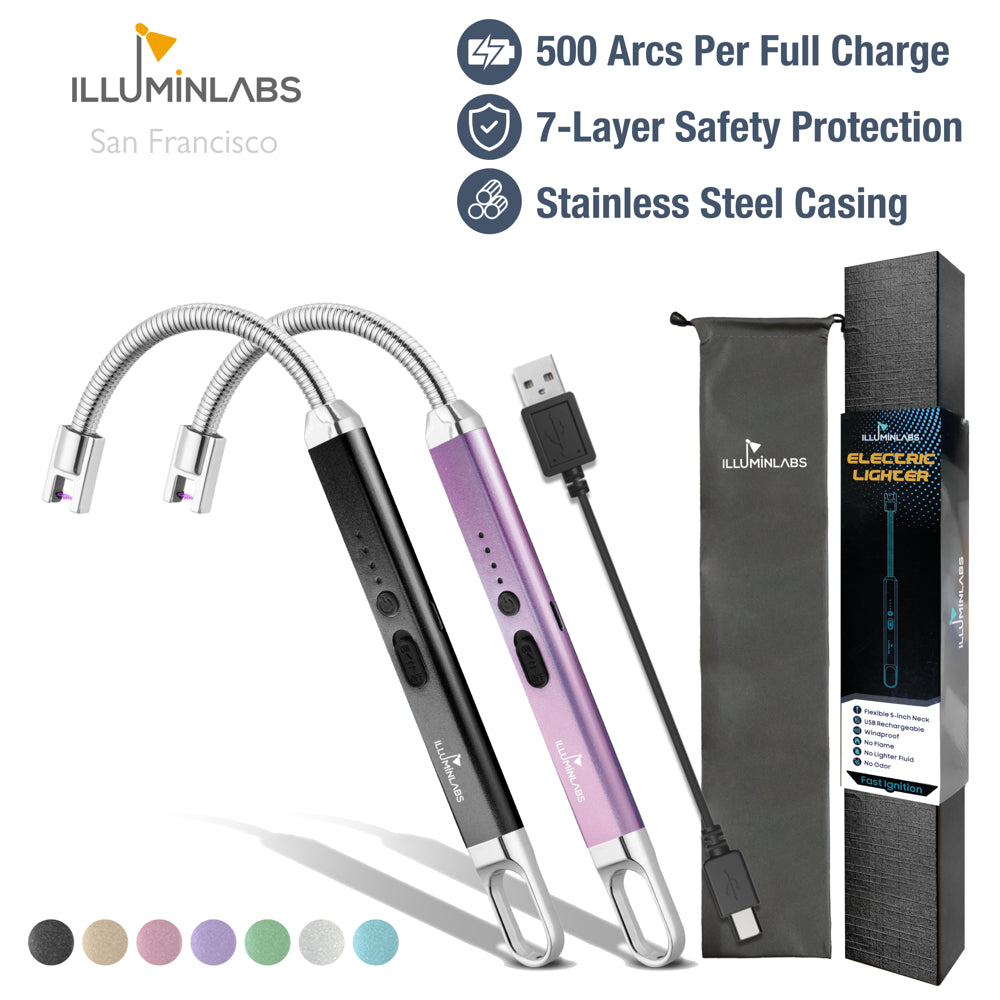2 Pack USB Rechargeable Candle Lighters with Flexible Neck, Windproof Flameless Plasma Lighters