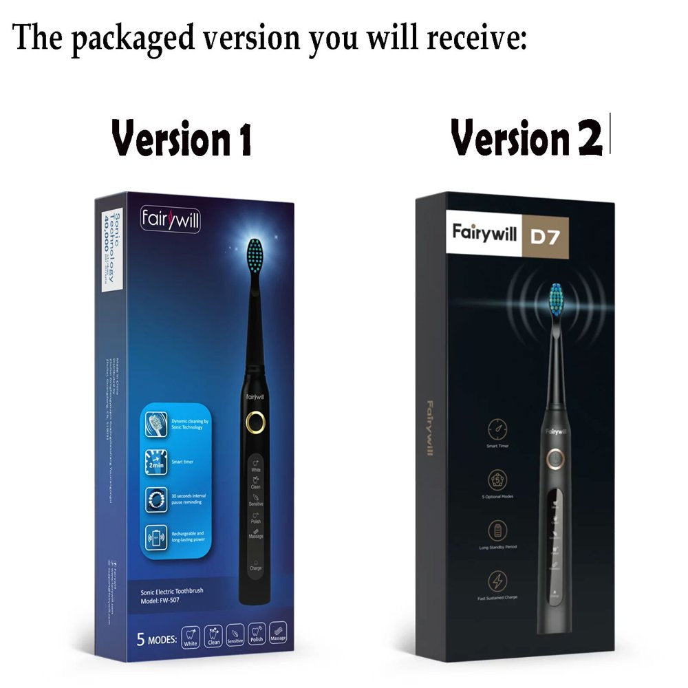 Rechargeable Power Toothbrush with 4 Brush Heads, 5 Modes and 2 Minutes Timer