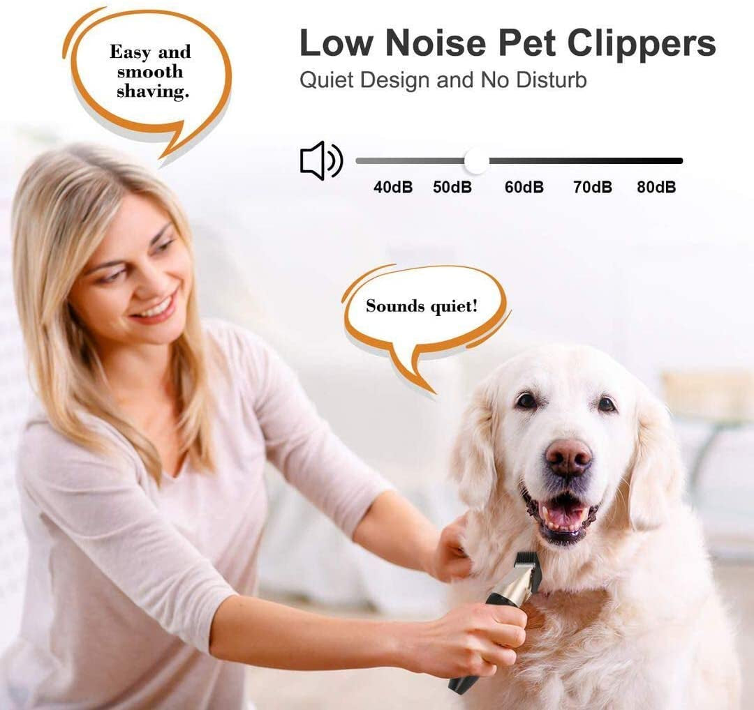Dog Clippers Cordless Dog Grooming Kit Professional Horse Clippers Detachable Blade with 4 Comb Guides,Low Noise Pet Clippers Rechargeable Pet Grooming Tools for Small & Large Dogs Cats Horse Pets