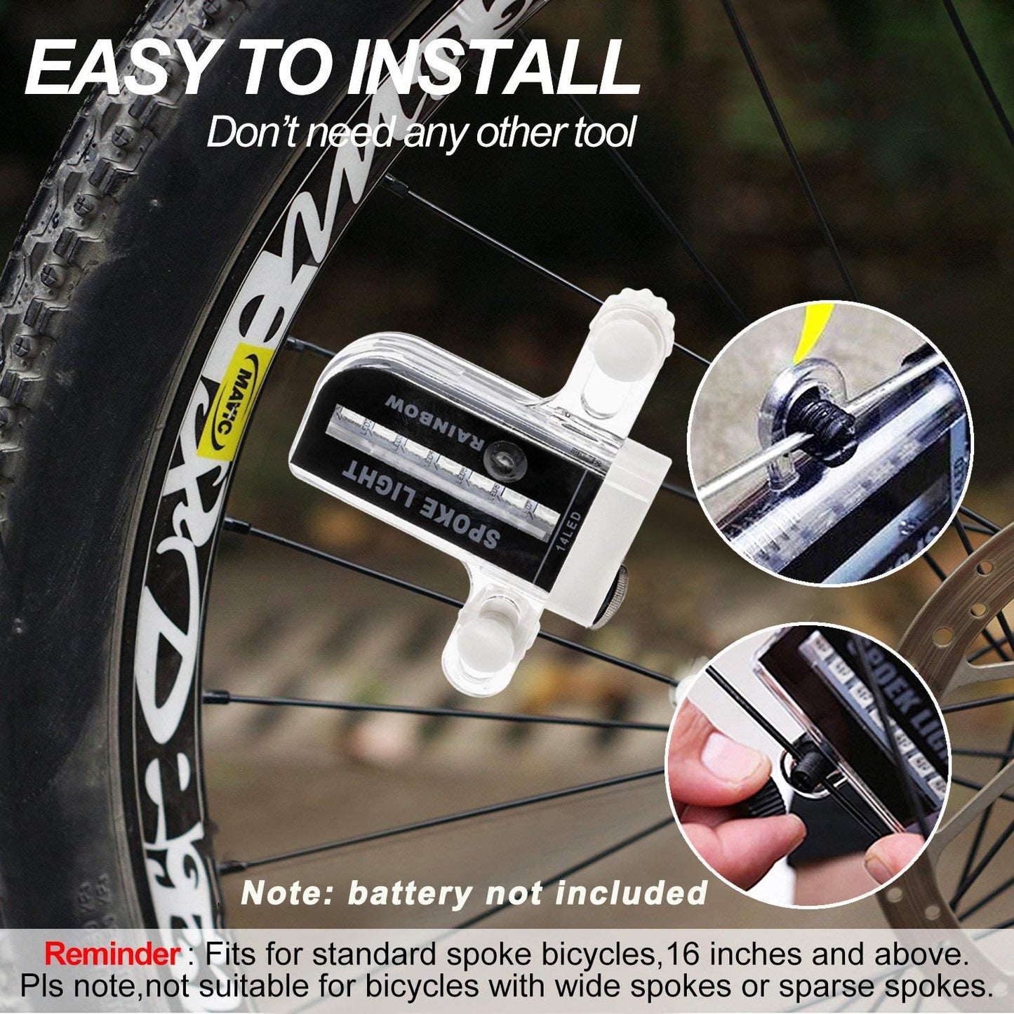 Bike Wheel Lights, Bicycle Wheel Lights Waterproof RGB Ultra Bright Spoke Lights 14-LED 30pcs Changes Patterns -Safety Cool Bike Tire Accessories Kids Adults-Visible from All Angle