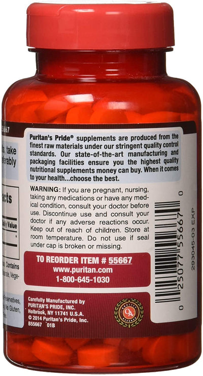 Puritans Pride Apple Cider Vinegar 600 Mg Vegetarian Formula Tablets, 200 Count