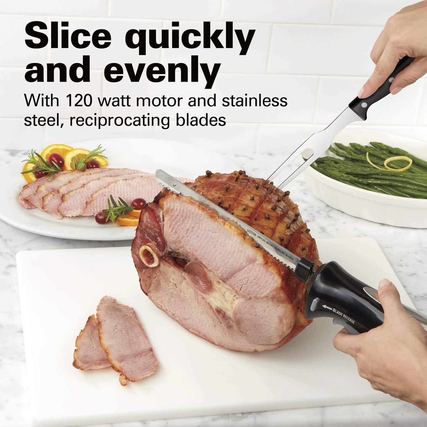 Hamilton Beach Set Electric Carving Knife for Meats, Poultry, Bread, Crafting Foam and More, Storage Case and Serving Fork Included