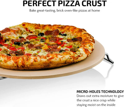 Ceramic Flat 13 Inch Pizza Stone Set