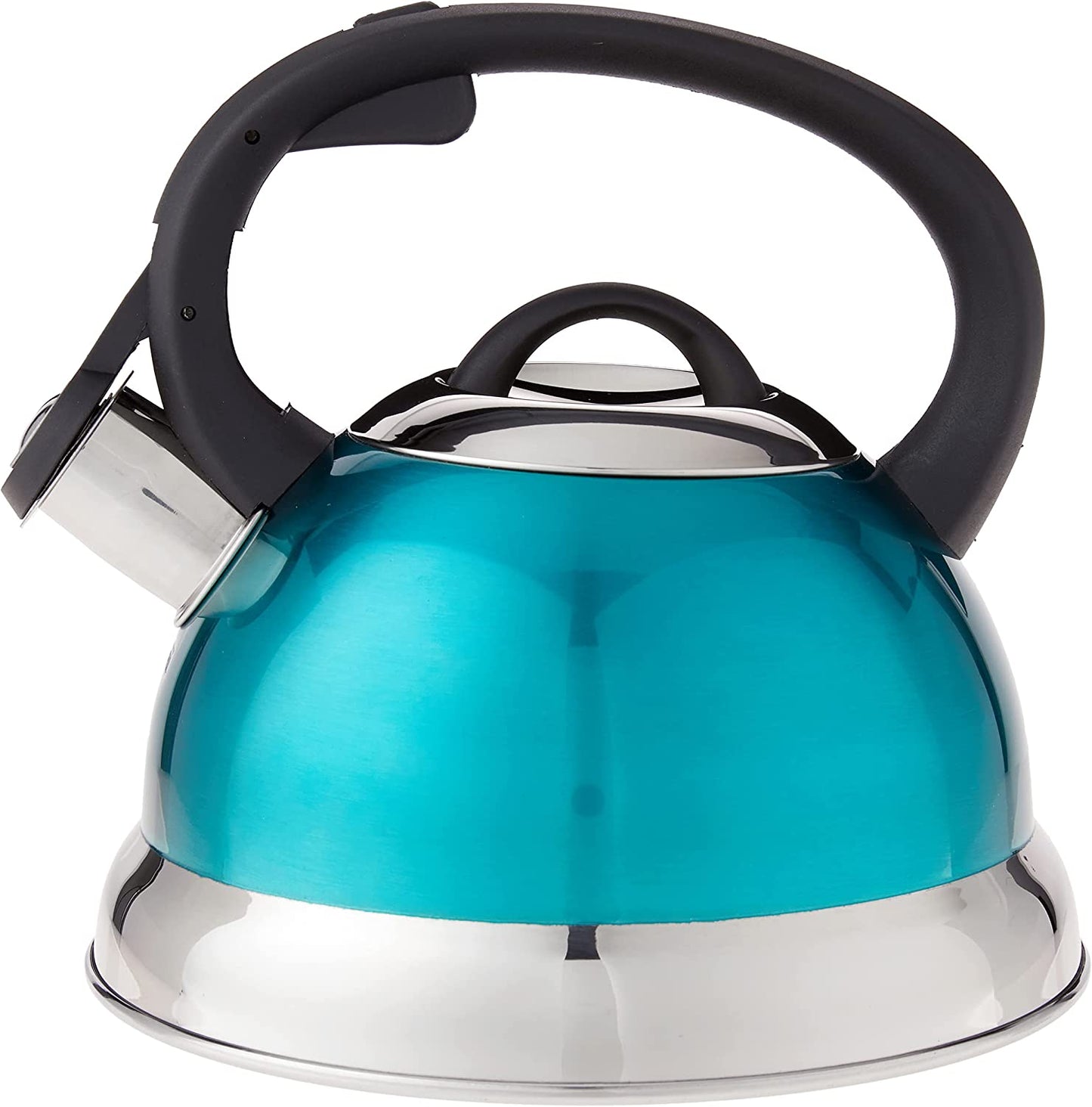 Mr. Coffee Twining 2.1 Quart Pumpkin Shaped Stainless Steel Whistling Tea Kettle, Metallic Red