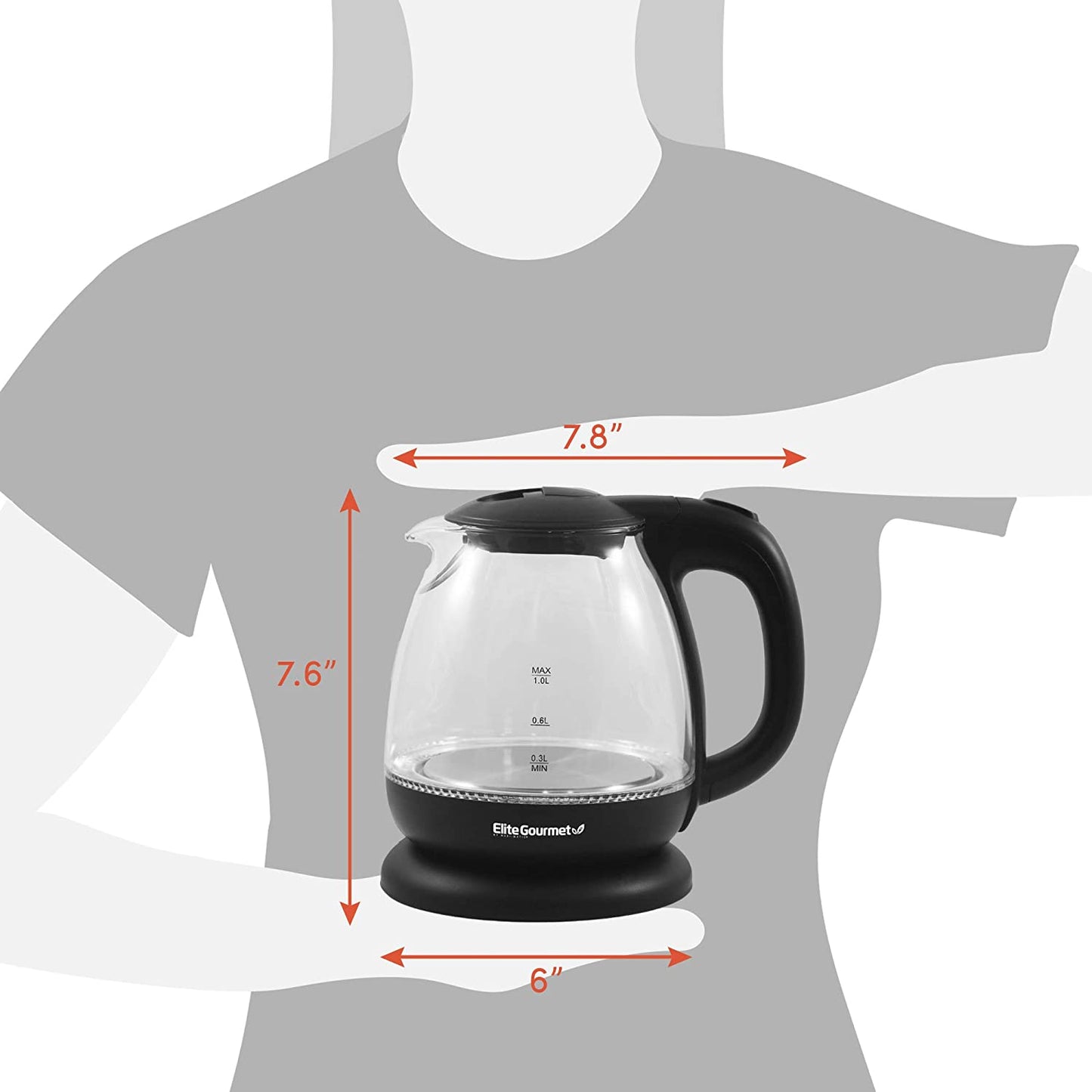 Electric 1.0L Bpa-Free Glass Kettle Cordless 360° Base, Stylish Blue LED Interior, Handy Auto Shut-Off Function – Quickly Boil Water for Tea & More