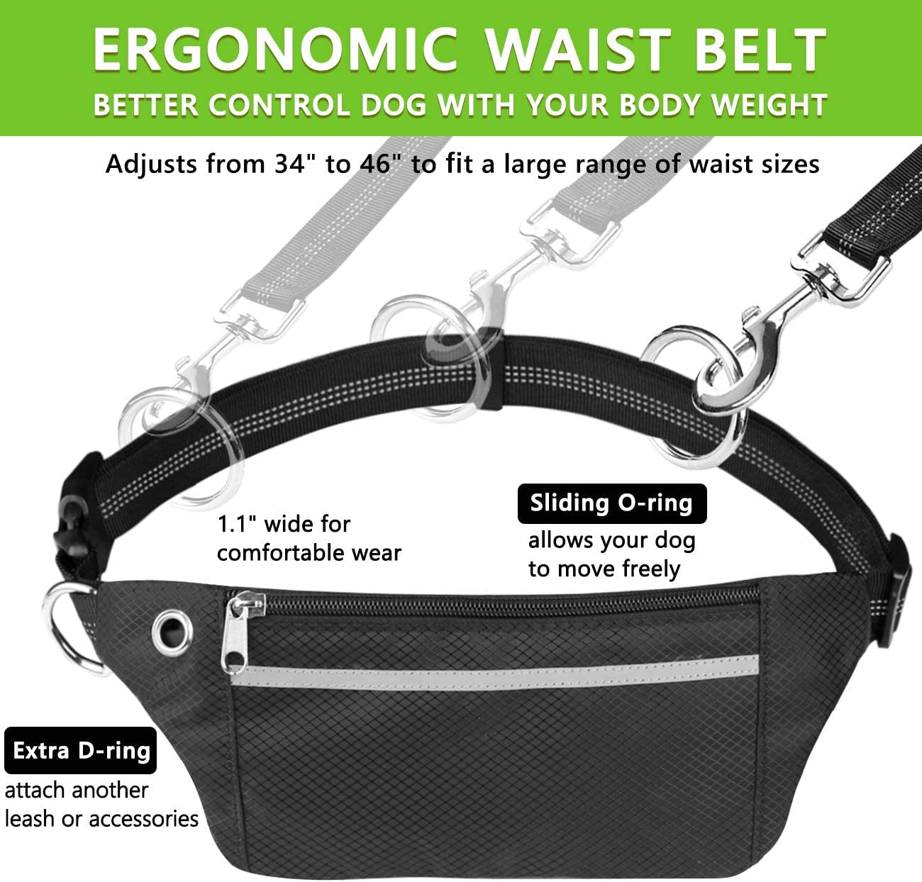 Hands Free Dog Leash for Running Walking Jogging Training Hiking