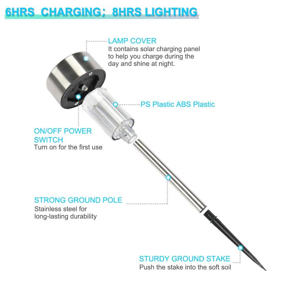 24 Pack Stainless Steel LED Solar Light