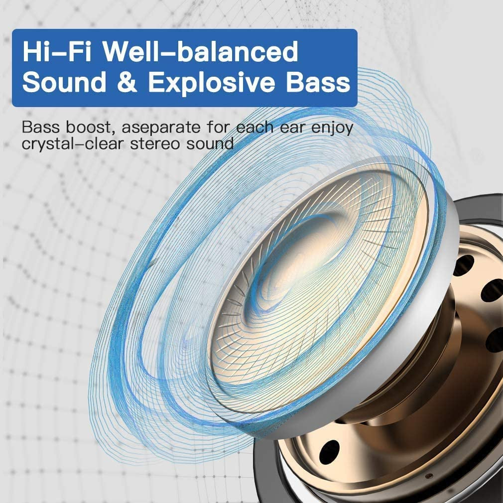 Wireless Earbuds Sports World Bluetooth 5.0 Earphones Driving Headset Stereo in Ear 110H Playtime HD Call Talk Headphones Deep Bass with Charging Case