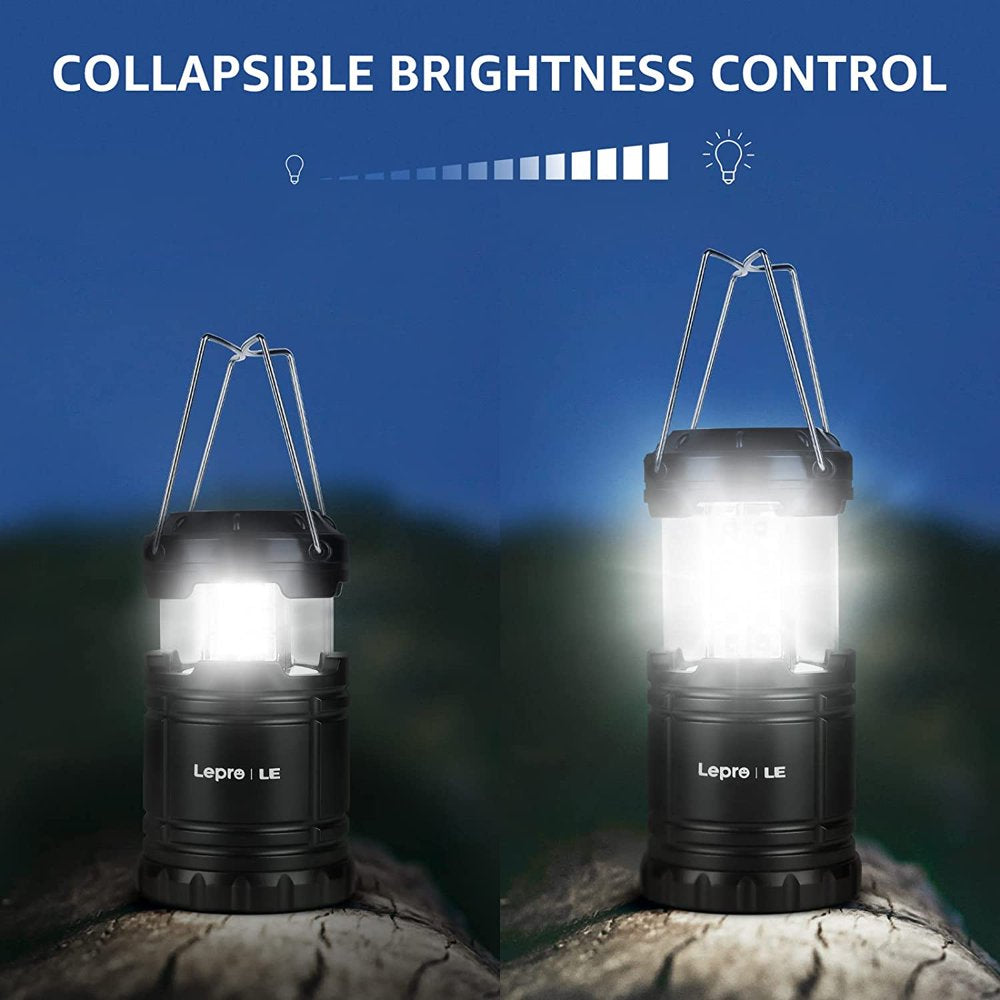 4-Pack LED Camping Lanterns Battery Powered, Collapsible, IPX4 Water Resistant, Outdoor Portable Lights for Emergency, Hurricane, Storms and Outages