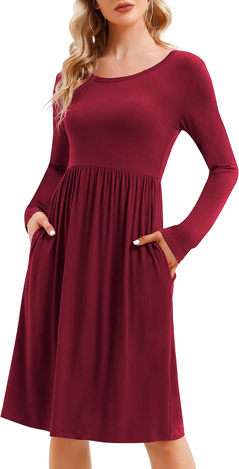 Summer Casual T-Shirt Dresses for Women Loose Fit Comfy Short Sleeves Women Dresses with Pockets Fall Dress