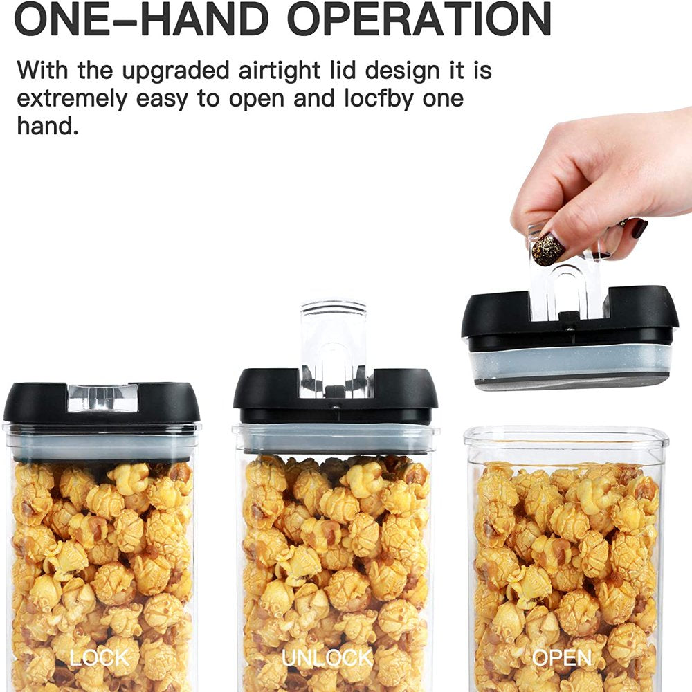 7 Pieces Airtight Food Storage Container Set Kitchen Organization Cereal Containers Storage with 8 Labels & Chalk Marker BPA Free Clear Plastic Kitchen and Pantry Organization Containers