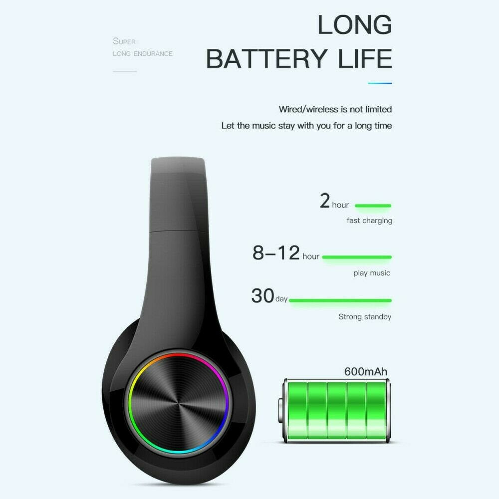 Rechargeable Wireless Headphones, Super Bass Bluetooth Foldable