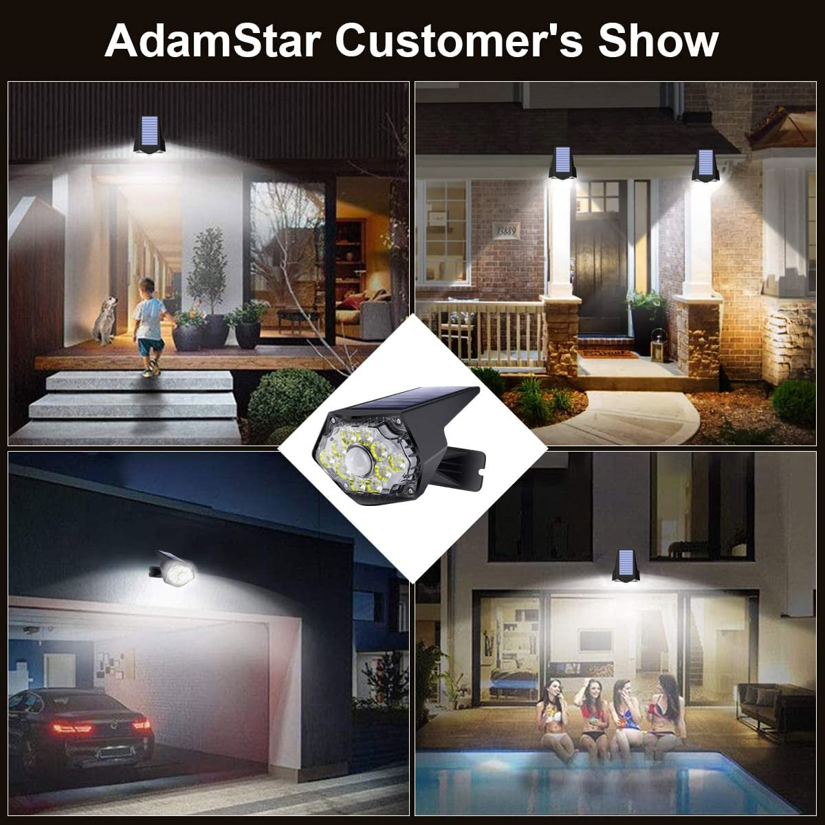 4 pack Solar Lights Outdoor, Solar Motion Sensor Outdoor Light, Solar Security Spot Lights, Solar Powered Wall Lights, Ip67 Waterproof, Solar Flood Lights Outdoor for Garden, Patio, Garage