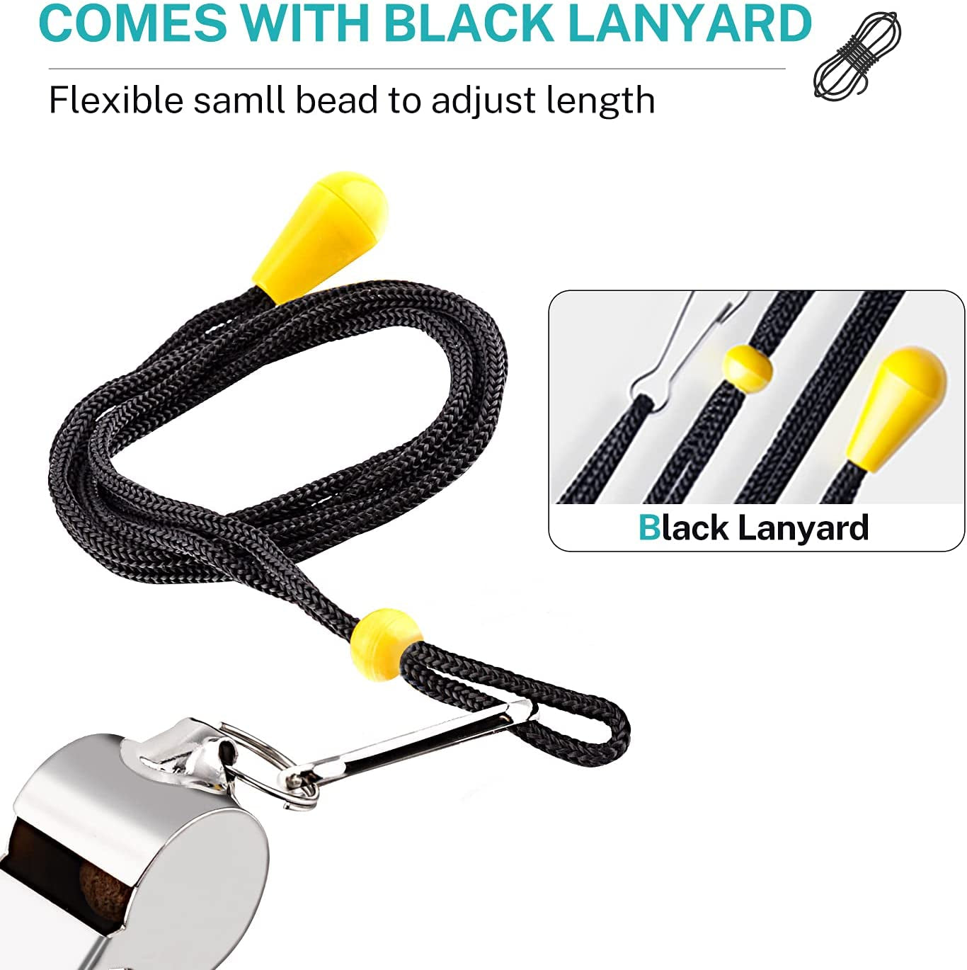 Coach Whistles Metal Whistle with Lanyard, Loud Crisp Sound Sports Whistles for Referees, Coaches, Teachers, Polices, Training, Outdoor Sports, Survival, Emergency
