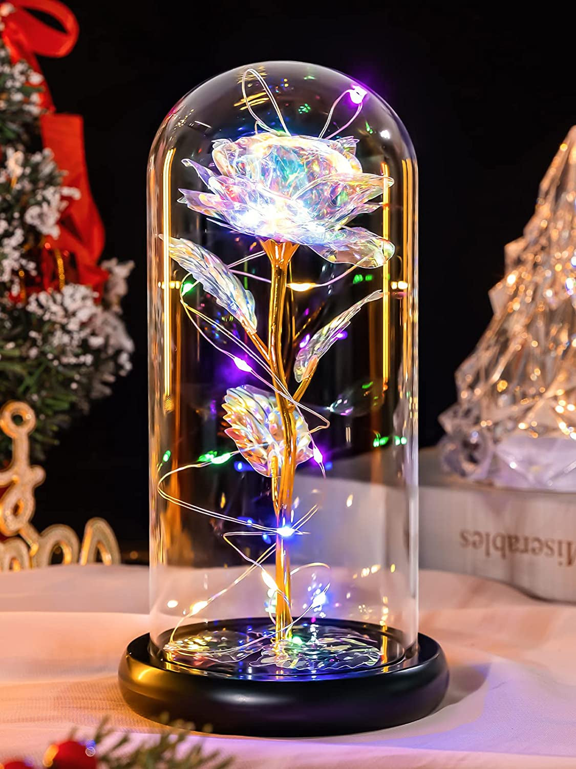 Galaxy Rose with Butterfly in Glass Dome for Her
