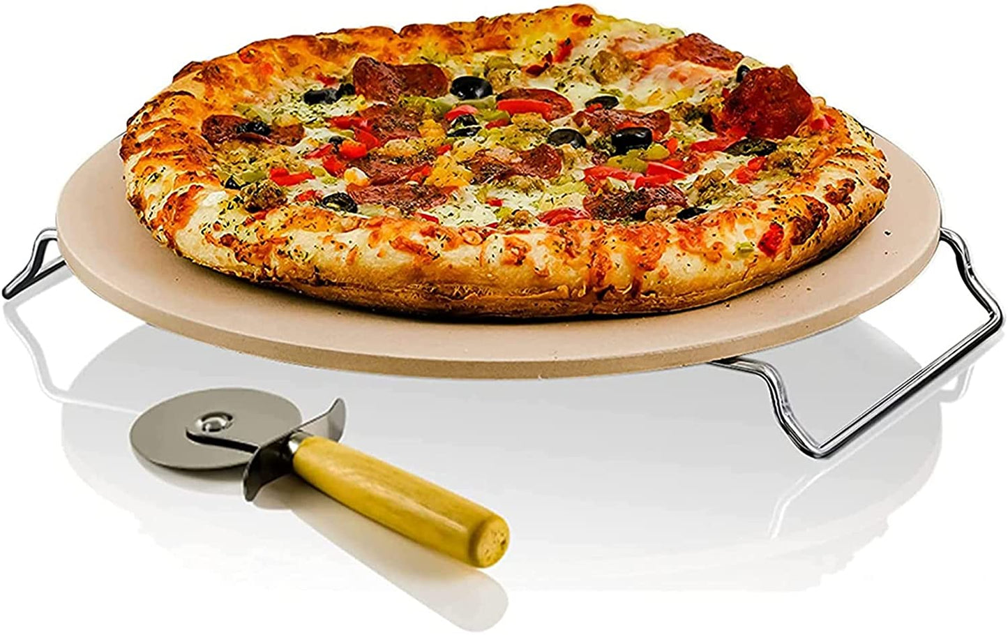 Ceramic Flat 13 Inch Pizza Stone Set