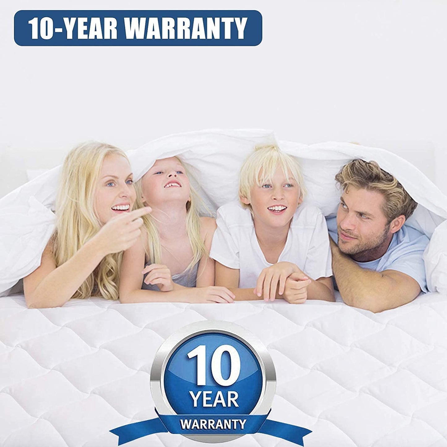 Queen Size Quilted Fitted Mattress Pad, Waterproof Breathable Cooling Mattress Protector, Stretches up to 21 Inches Deep Pocket Hollow Cotton Alternative Filling Noiseless Mattress Cover
