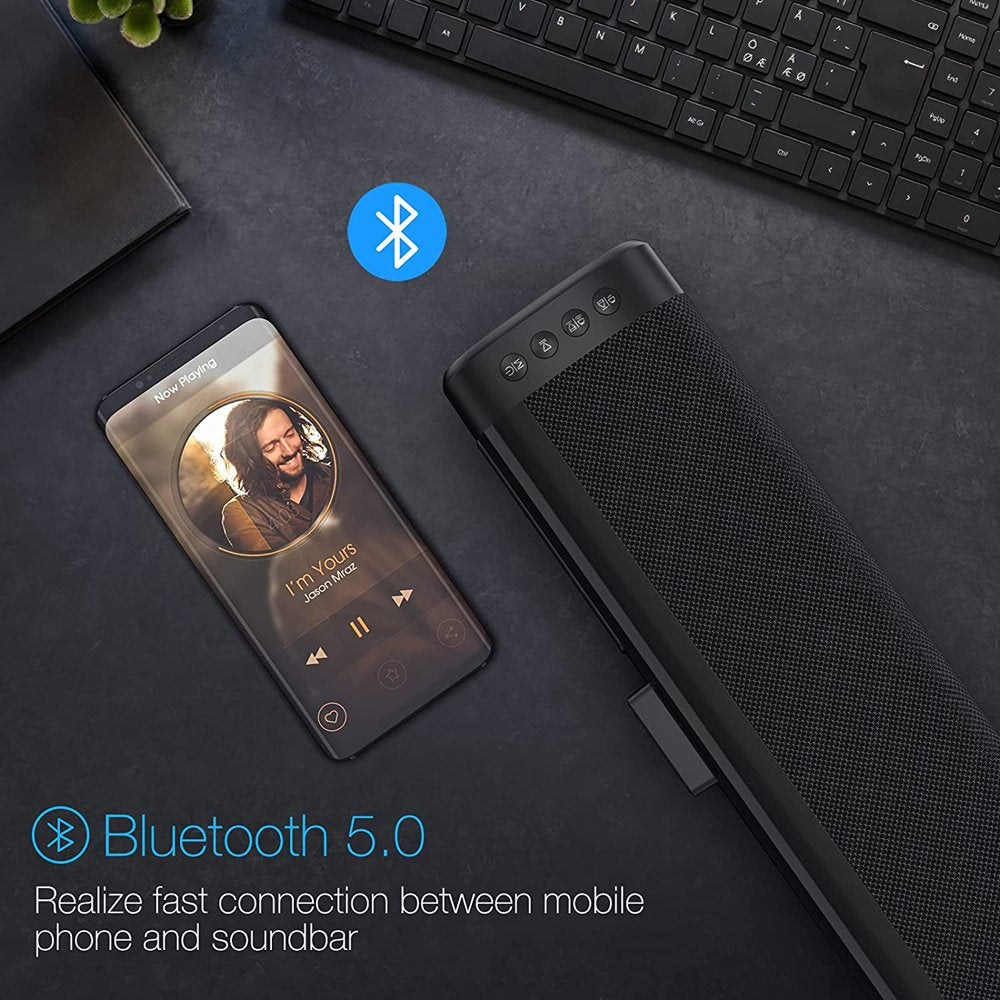 Subwoofer Sound Bar for TV, Wired & Wireless Bluetooth 5.0 3D Surround Speakers with Remote Control