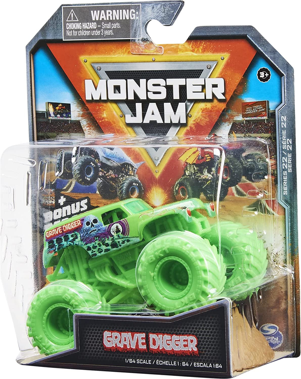 Monster Jam 2022 Spin Master 1:64 Diecast Truck with Bonus Accessory: Hyper Fueled Grave Digger