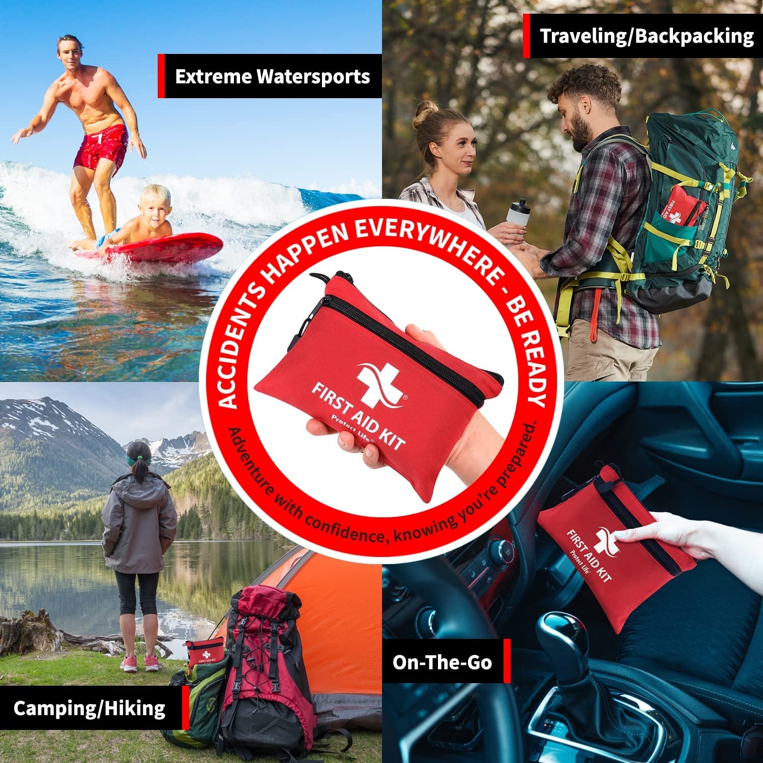 First Aid Kit for Home/Businesses - Emergency Kit/Travel First Aid Kit for Car. Small, Mini First Aid Kit Bag Survival/Medical kit. Hiking First aid kit Camping/Backpacking med kit