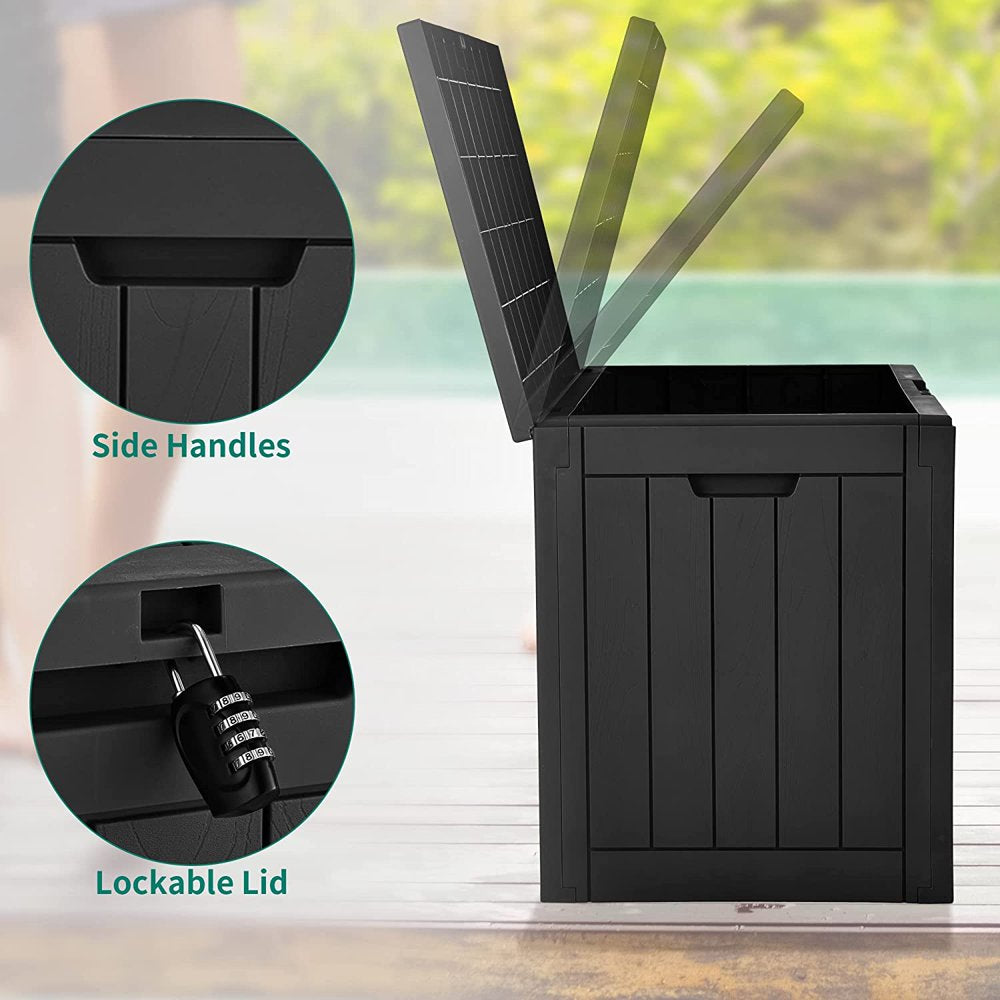30 Gallon Deck Box, Outdoor Storage Box for Patio Furniture, Pool Accessories, Cushions, Garden Tools and Outdoor, Waterproof Resin with Lockable Lid and Side Handles