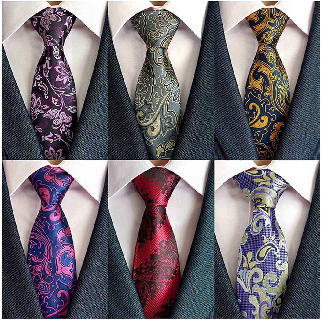 6 Pcs Men's Necktie Classic Silk Tie Woven Jacquard Neck Ties