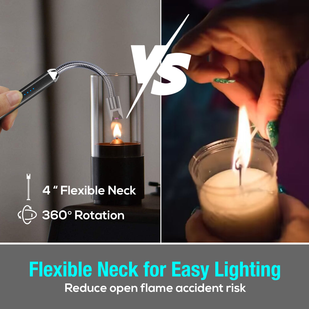 2 Pack USB Rechargeable Candle Lighters with Flexible Neck, Windproof Flameless Plasma Lighters