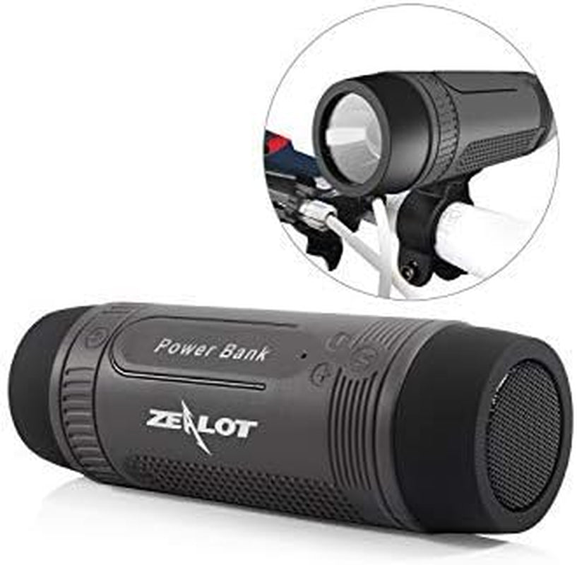 Bluetooth Speaker, Portable Wireless Speaker, S1 Bocina Bluetooth, 4000mAh, IPX5 Waterproof, LED Torch Light, MIC/TF/AUX for Home Outdoor Hiking Camping iOS Andoird -Gray