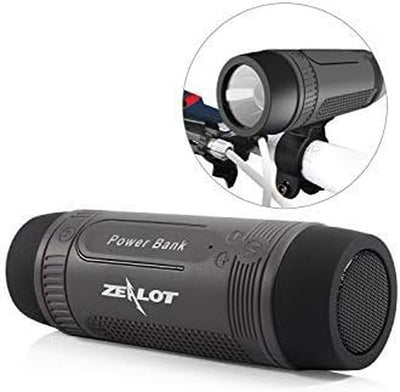 Bluetooth Speaker, Portable Wireless Speaker, S1 Bocina Bluetooth, 4000mAh, IPX5 Waterproof, LED Torch Light, MIC/TF/AUX for Home Outdoor Hiking Camping iOS Andoird -Gray