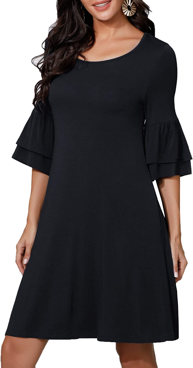 Summer Casual T-Shirt Dresses for Women Loose Fit Comfy Short Sleeves Women Dresses with Pockets Fall Dress
