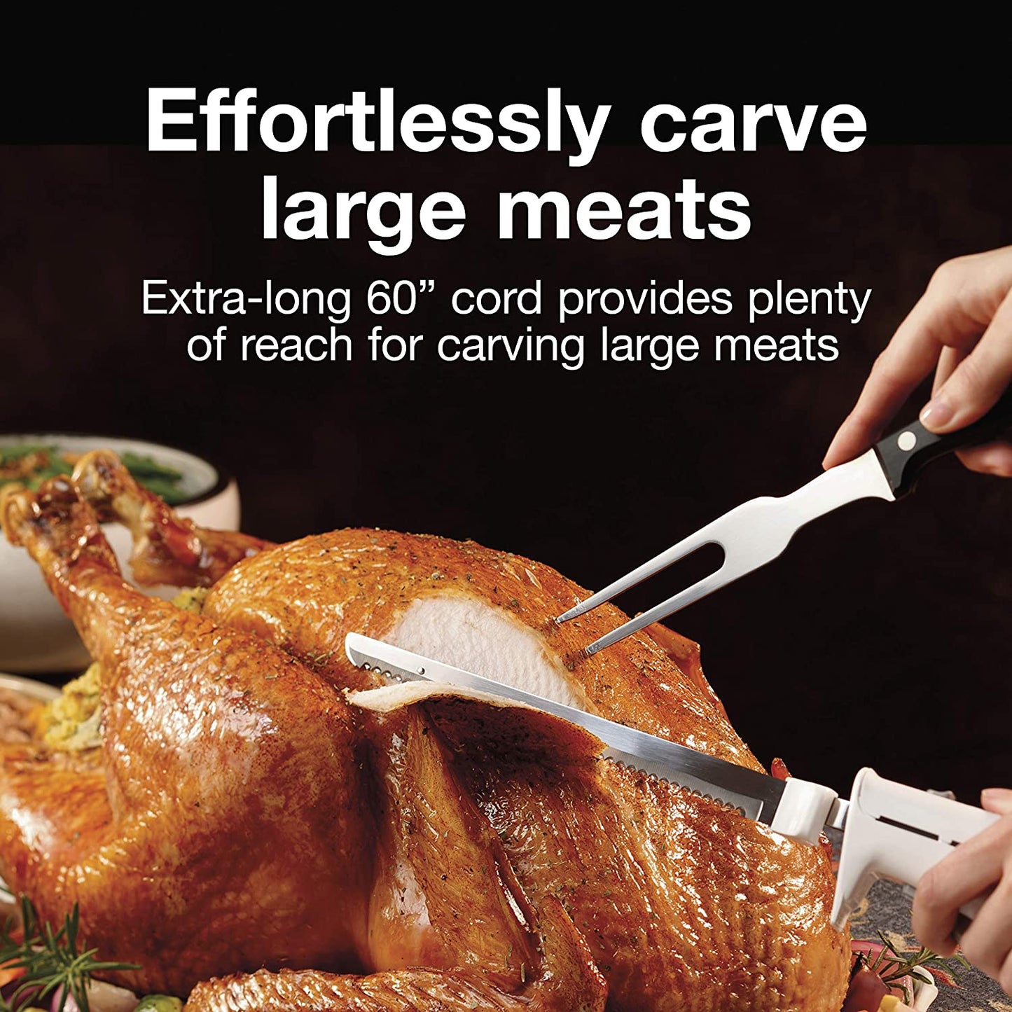 Easy Slice Electric Knife for Carving Meats, Poultry, Bread, Crafting Foam and More, Lightweight with Contoured Grip, White