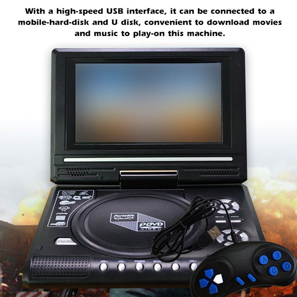 7.8 Inch 16:9 Widescreen 270° Rotatable LCD Screen Home Car TV DVD Player